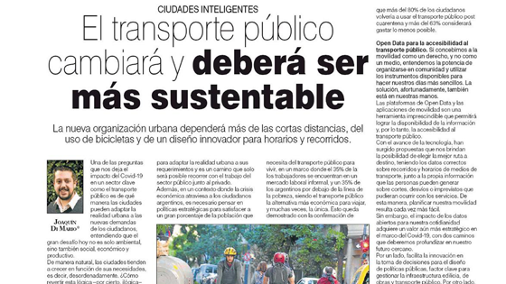 El transporte público cambiará y deberá ser más sustentable