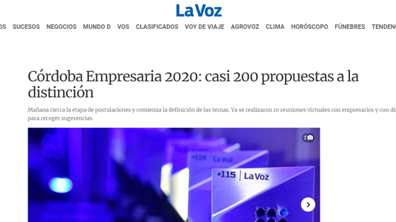 Córdoba Empresaria 2020: casi 200 propuestas a la distinción